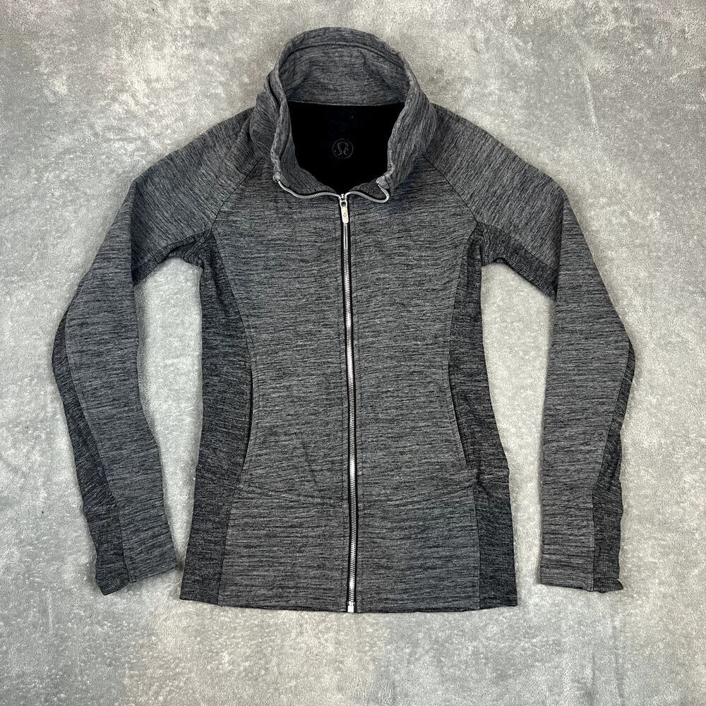 Lululemon Radiant Jacket II Womens 6 Heathered Dark Grey Full Zip Slim Fit